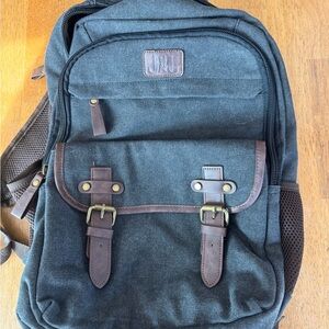Canvas CCW Jessie James Backpack in Dark Gray with Brown Trim